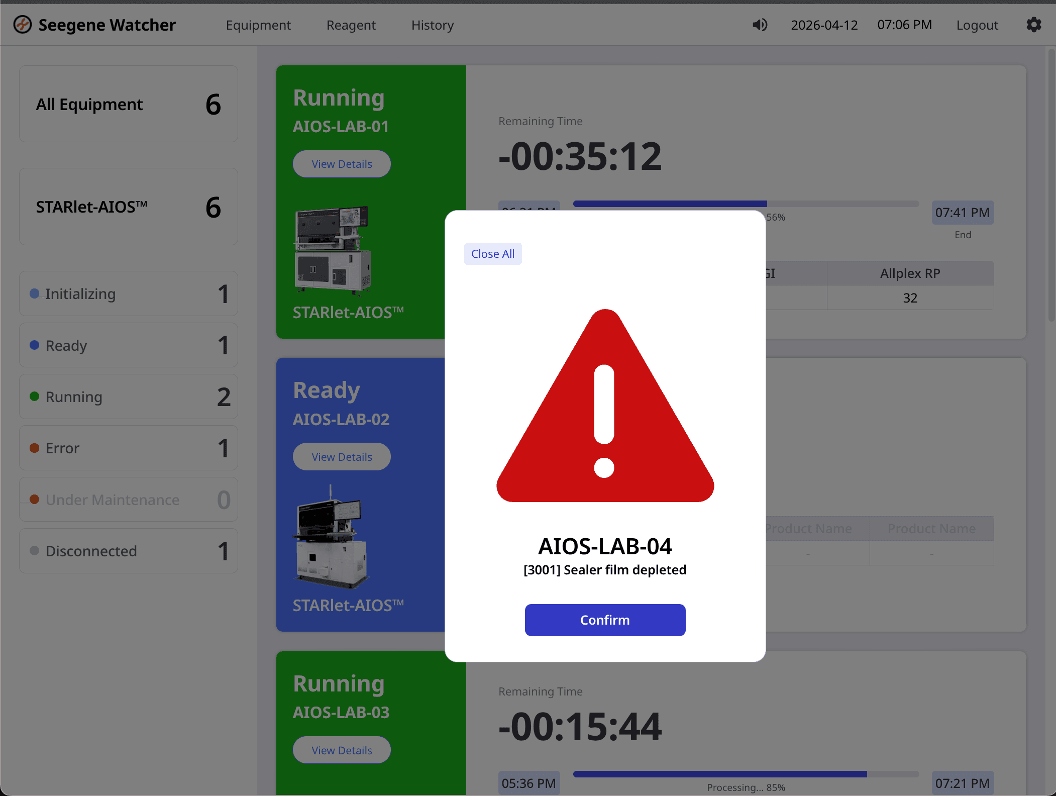 Seegene Watcher — Equipment Monitoring
